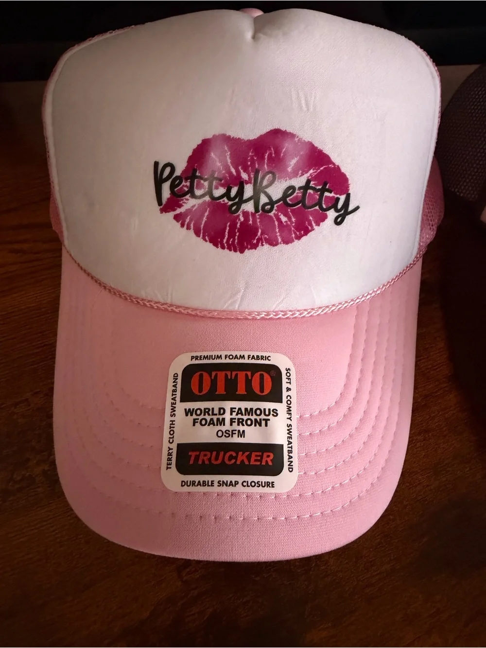 OTTO Pink and White 'PettyBetty' Trucker Hat